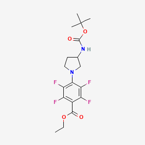 molecular formula C18H22F4N2O4 B12953702 Ethyl 4-(3-((tert-butoxycarbonyl)amino)pyrrolidin-1-yl)-2,3,5,6-tetrafluorobenzoate 