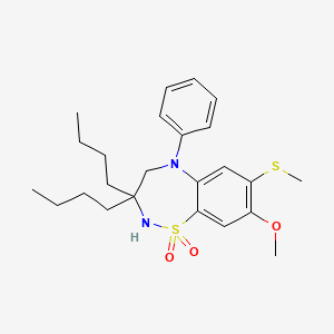 molecular formula C24H34N2O3S2 B12953859 3,3-Dibutyl-8-methoxy-7-(methylthio)-5-phenyl-2,3,4,5-tetrahydrobenzo[f][1,2,5]thiadiazepine 1,1-dioxide 