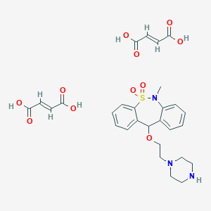 molecular formula C20H25N3O3S.C4H4O4 B129539 (E)-But-2-enedioic acid;6-methyl-11-(2-piperazin-1-ylethoxy)-11H-benzo[c][1,2]benzothiazepine 5,5-dioxide CAS No. 155444-13-6