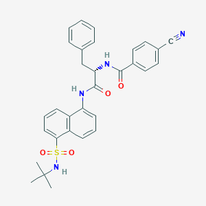 molecular formula C31H30N4O4S B12953962 (S)-N-(1-((5-(N-(tert-Butyl)sulfamoyl)naphthalen-1-yl)amino)-1-oxo-3-phenylpropan-2-yl)-4-cyanobenzamide 