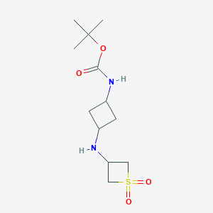 molecular formula C12H22N2O4S B12954021 tert-Butyl (3-((1,1-dioxidothietan-3-yl)amino)cyclobutyl)carbamate 