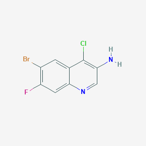 molecular formula C9H5BrClFN2 B12954043 6-Bromo-4-chloro-7-fluoroquinolin-3-amine 