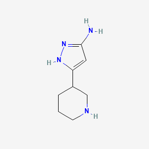 molecular formula C8H14N4 B12954095 5-(Piperidin-3-yl)-1H-pyrazol-3-amine 