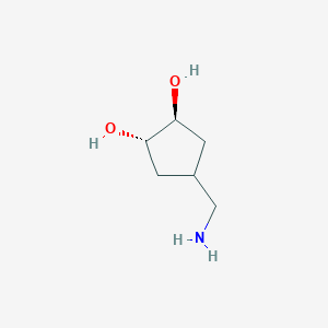 molecular formula C6H13NO2 B12954101 (1S,2S)-4-(Aminomethyl)cyclopentane-1,2-diol 