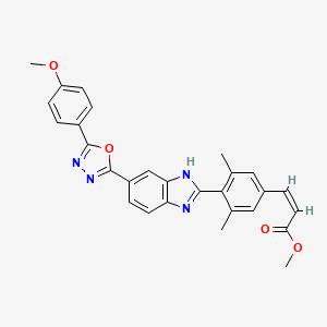 molecular formula C28H24N4O4 B12954245 methyl (Z)-3-(4-(6-(5-(4-methoxyphenyl)-1,3,4-oxadiazol-2-yl)-1H-benzo[d]imidazol-2-yl)-3,5-dimethylphenyl)acrylate 