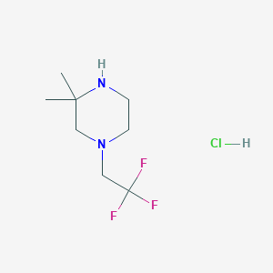 molecular formula C8H16ClF3N2 B12954361 3,3-Dimethyl-1-(2,2,2-trifluoroethyl)piperazine hydrochloride 