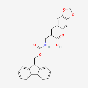 molecular formula C26H23NO6 B12954385 (S)-3-((((9H-Fluoren-9-yl)methoxy)carbonyl)amino)-2-(benzo[d][1,3]dioxol-5-ylmethyl)propanoic acid 