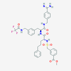 molecular formula C40H43F3N6O7S B12954505 L-Phenylalaninamide, N-[[[3-(methoxycarbonyl)phenyl]methyl]sulfonyl]-5-phenyl-D-norvalyl-N-[[4-(aminoiminomethyl)phenyl]methyl]-3-[[(2,2,2-trifluoroacetyl)amino]methyl]- 