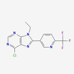 molecular formula C13H9ClF3N5 B12954600 6-Chloro-9-ethyl-8-(6-(trifluoromethyl)pyridin-3-yl)-9H-purine CAS No. 1610703-70-2