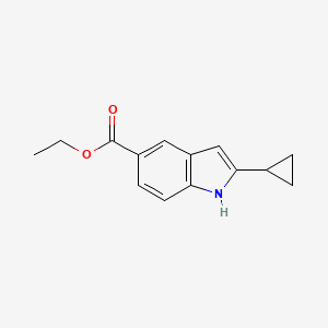 molecular formula C14H15NO2 B12954832 Ethyl 2-cyclopropyl-1H-indole-5-carboxylate 