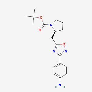 molecular formula C18H24N4O3 B12954940 tert-butyl (S)-2-((3-(4-aminophenyl)-1,2,4-oxadiazol-5-yl)methyl)pyrrolidine-1-carboxylate 