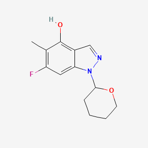 molecular formula C13H15FN2O2 B12954987 6-Fluoro-5-methyl-1-(tetrahydro-2H-pyran-2-yl)-1H-indazol-4-ol 