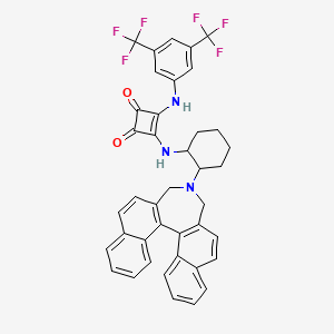 molecular formula C40H31F6N3O2 B12954998 3-[[2-(13-azapentacyclo[13.8.0.02,11.03,8.018,23]tricosa-1(15),2(11),3,5,7,9,16,18,20,22-decaen-13-yl)cyclohexyl]amino]-4-[3,5-bis(trifluoromethyl)anilino]cyclobut-3-ene-1,2-dione 