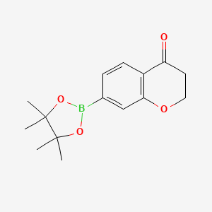 molecular formula C15H19BO4 B12955003 7-(4,4,5,5-Tetramethyl-1,3,2-dioxaborolan-2-yl)chroman-4-one 