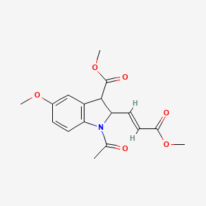 molecular formula C17H19NO6 B12955009 methyl (E)-1-acetyl-5-methoxy-2-(3-methoxy-3-oxoprop-1-en-1-yl)indoline-3-carboxylate 