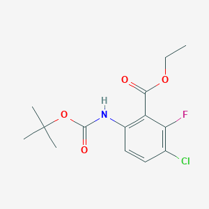 molecular formula C14H17ClFNO4 B12955030 Ethyl 6-((tert-butoxycarbonyl)amino)-3-chloro-2-fluorobenzoate 