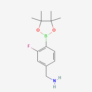 molecular formula C13H19BFNO2 B12955052 (3-Fluoro-4-(4,4,5,5-tetramethyl-1,3,2-dioxaborolan-2-yl)phenyl)methanamine 