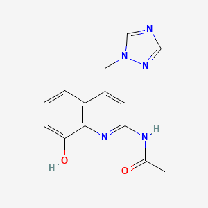 molecular formula C14H13N5O2 B12955141 N-(4-((1H-1,2,4-Triazol-1-yl)methyl)-8-hydroxyquinolin-2-yl)acetamide 