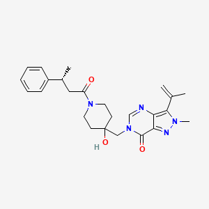 molecular formula C25H31N5O3 B12955199 (R)-6-((4-Hydroxy-1-(3-phenylbutanoyl)piperidin-4-yl)methyl)-2-methyl-3-(prop-1-en-2-yl)-2H-pyrazolo[4,3-d]pyrimidin-7(6H)-one 