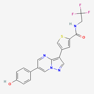 molecular formula C19H13F3N4O2S B12955293 4-(6-(4-Hydroxyphenyl)pyrazolo[1,5-a]pyrimidin-3-yl)-N-(2,2,2-trifluoroethyl)thiophene-2-carboxamide 