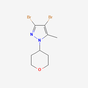 molecular formula C9H12Br2N2O B12955564 3,4-Dibromo-5-methyl-1-(tetrahydro-2H-pyran-4-yl)-1H-pyrazole 