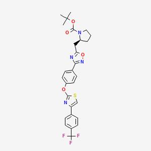 tert-butyl (S)-2-((3-(4-((4-(4-(trifluoromethyl)phenyl)thiazol-2-yl)oxy)phenyl)-1,2,4-oxadiazol-5-yl)methyl)pyrrolidine-1-carboxylate