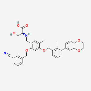 molecular formula C35H34N2O7 B12955617 (2-((3-Cyanobenzyl)oxy)-4-((3-(2,3-dihydrobenzo[b][1,4]dioxin-6-yl)-2-methylbenzyl)oxy)-5-methylbenzyl)-L-serine 