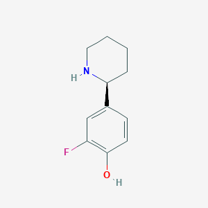 molecular formula C11H14FNO B12955622 (S)-2-Fluoro-4-(piperidin-2-yl)phenol 