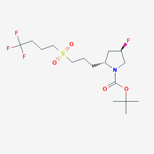 molecular formula C16H27F4NO4S B12955671 tert-Butyl (2R,4R)-4-fluoro-2-(3-((4,4,4-trifluorobutyl)sulfonyl)propyl)pyrrolidine-1-carboxylate 