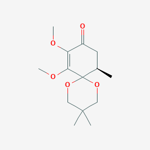 molecular formula C14H22O5 B12955675 (R)-7,8-Dimethoxy-3,3,11-trimethyl-1,5-dioxaspiro[5.5]undec-7-en-9-one 