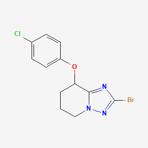 molecular formula C12H11BrClN3O B12955708 2-Bromo-8-(4-chlorophenoxy)-5,6,7,8-tetrahydro-[1,2,4]triazolo[1,5-a]pyridine 