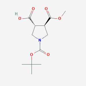 molecular formula C12H19NO6 B12955778 (3R,4R)-1-(tert-Butoxycarbonyl)-4-(methoxycarbonyl)pyrrolidine-3-carboxylic acid 