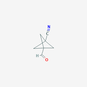 molecular formula C7H7NO B12955825 3-Formylbicyclo[1.1.1]pentane-1-carbonitrile 