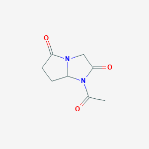 molecular formula C8H10N2O3 B129559 1-Acetyldihydro-1H-pyrrolo[1,2-a]imidazole-2,5(3H,6H)-dione CAS No. 154670-35-6