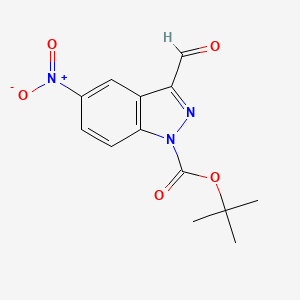 molecular formula C13H13N3O5 B12956064 tert-Butyl 3-formyl-5-nitro-1H-indazole-1-carboxylate 