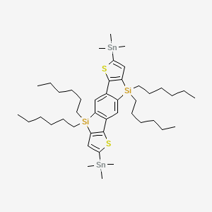 molecular formula C44H74S2Si2Sn2 B12956122 Trimethyl-(9,9,18,18-tetrahexyl-15-trimethylstannyl-5,14-dithia-9,18-disilapentacyclo[10.6.0.03,10.04,8.013,17]octadeca-1(12),2,4(8),6,10,13(17),15-heptaen-6-yl)stannane 