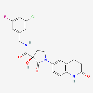 molecular formula C21H19ClFN3O4 B12956150 (R)-N-(3-Chloro-5-fluorobenzyl)-3-hydroxy-2-oxo-1-(2-oxo-1,2,3,4-tetrahydroquinolin-6-yl)pyrrolidine-3-carboxamide 