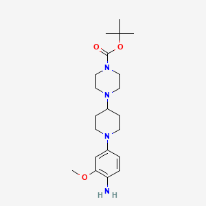 molecular formula C21H34N4O3 B12956188 Tert-butyl 4-(1-(4-amino-3-methoxyphenyl)piperidin-4-yl)piperazine-1-carboxylate 