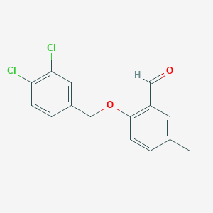 molecular formula C15H12Cl2O2 B12956218 2-((3,4-Dichlorobenzyl)oxy)-5-methylbenzaldehyde 