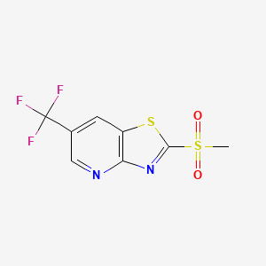 molecular formula C8H5F3N2O2S2 B12956333 Thiazolo[4,5-b]pyridine,2-(methylsulfonyl)-6-(trifluoromethyl)- 