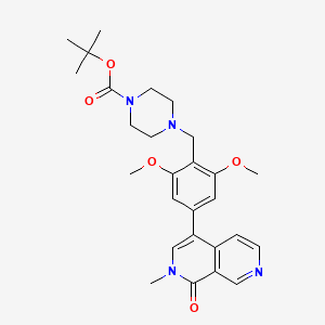 molecular formula C27H34N4O5 B12956361 tert-Butyl 4-(2,6-dimethoxy-4-(2-methyl-1-oxo-1,2-dihydro-2,7-naphthyridin-4-yl)benzyl)piperazine-1-carboxylate 