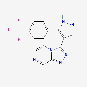 molecular formula C15H9F3N6 B12956381 3-(3-(4-(trifluoromethyl)phenyl)-1H-pyrazol-4-yl)-[1,2,4]triazolo[4,3-a]pyrazine 