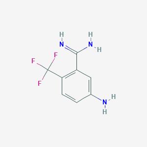 molecular formula C8H8F3N3 B12956388 5-Amino-2-(trifluoromethyl)benzimidamide 