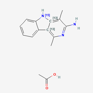 acetic acid;1,4-dimethyl-5H-(3,4-13C2)pyridino[4,3-b]indol-3-amine