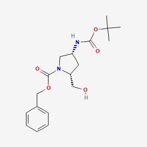 molecular formula C18H26N2O5 B12956680 tert-butyl (3R,5R)-1-((benzyloxy)carbonyl)-5-(hydroxymethyl)pyrrolidin-3-ylcarbamate 