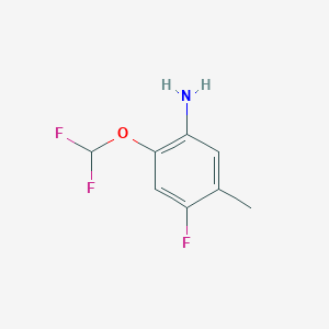 molecular formula C8H8F3NO B12956716 2-(Difluoromethoxy)-4-fluoro-5-methylaniline 