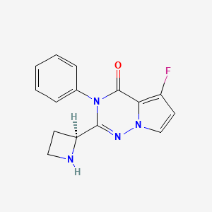 molecular formula C15H13FN4O B12956893 (S)-2-(Azetidin-2-yl)-5-fluoro-3-phenylpyrrolo[2,1-f][1,2,4]triazin-4(3H)-one 