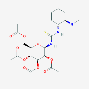 molecular formula C23H37N3O9S B12956925 (2R,3R,4S,5R,6R)-2-(Acetoxymethyl)-6-(3-((1R,2R)-2-(dimethylamino)cyclohexyl)thioureido)tetrahydro-2H-pyran-3,4,5-triyl triacetate 