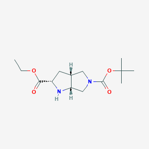 molecular formula C14H24N2O4 B12956993 Pyrrolo[3,4-b]pyrrole-2,5(1H)-dicarboxylic acid, hexahydro-, 5-(1,1-dimethylethyl) 2-ethyl ester, (2R,3aS,6aS)-rel- 