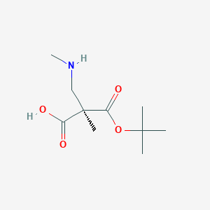 molecular formula C10H19NO4 B12957021 (R)-3-(tert-Butoxy)-2-methyl-2-((methylamino)methyl)-3-oxopropanoic acid 